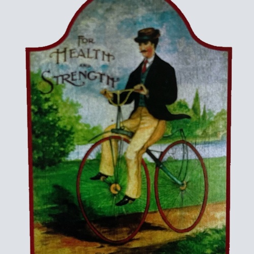 Nostalgie Holzschild For Health & Strength Rad Fahrer Gesundheit Stärke Schild