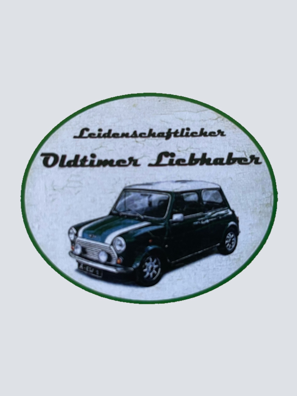 Nostalgie Holzschild Leidenschaftlicher Oldtimer Liebhaber Mini Cooper Schild