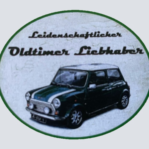 Nostalgie Holzschild Leidenschaftlicher Oldtimer Liebhaber Mini Cooper Schild