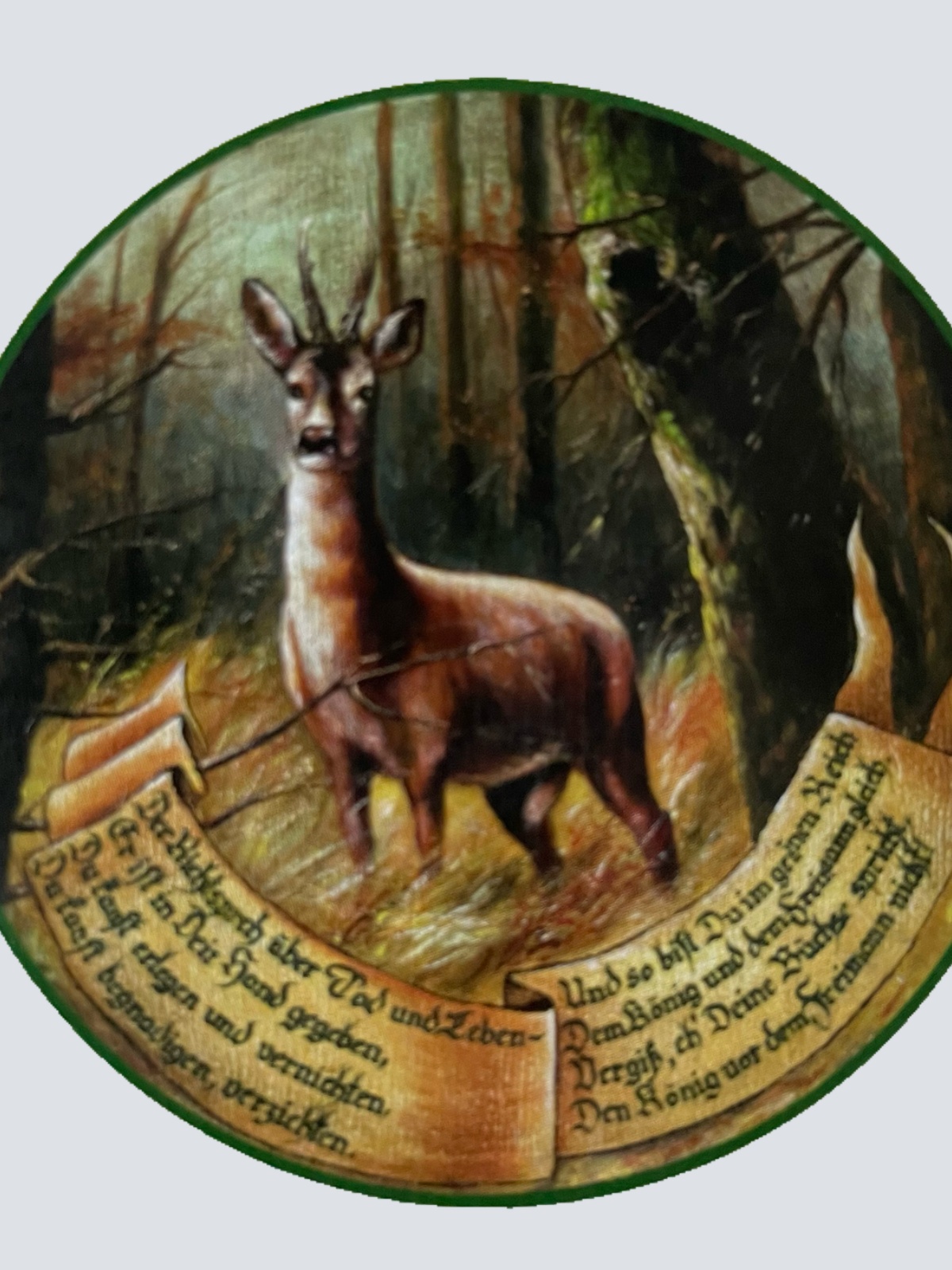 Nostalgie Holzschild Schützenscheibe Richtspruch Rehbock Jagd Wild Jäger Schild