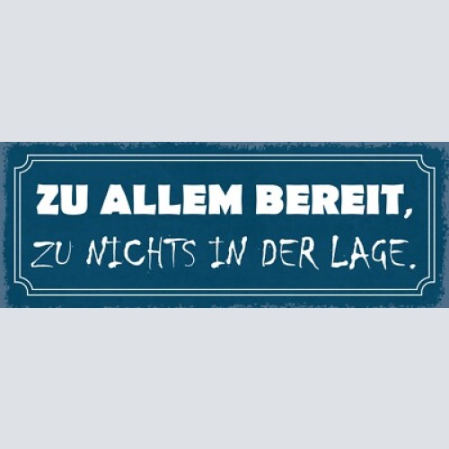 Schild zu allem bereit zu nichts in der lage fähigkeiten 27x10 blech od.holz