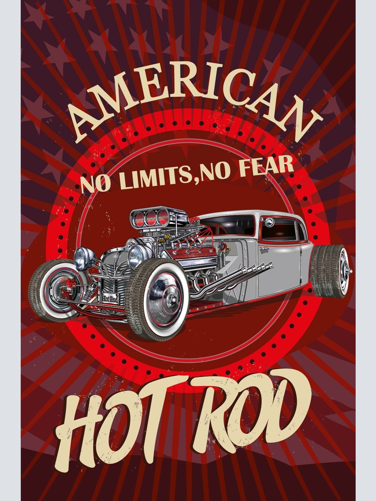 Nostalgie Schild American Hot Rod Auto 12x18 / 20x30 / 30x40 Blech od. Holz