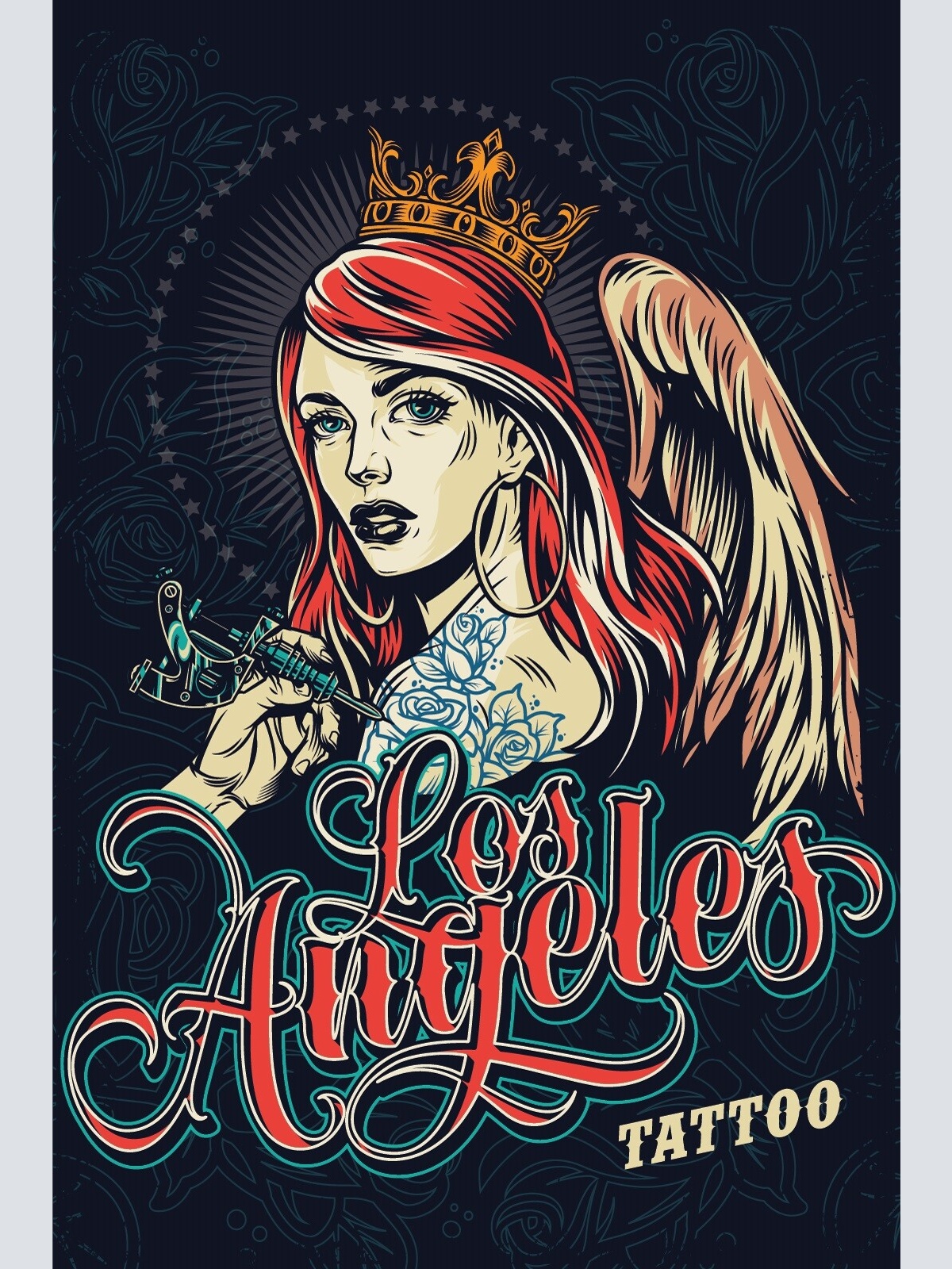 Nostalgie Schild Los Angeles Tattoo Frau 12x18 / 20x30 / 30x40 Blech od. Holz