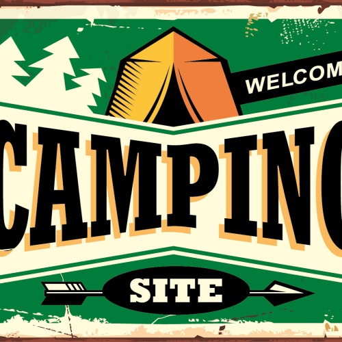 Nostalgie Schild Camping Site Campen Zelt 12x18 / 20x30 / 30x40 Blech od. Holz