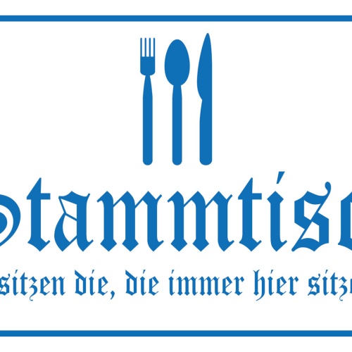 Nostalgie Schild Stammtisch Hier sitzen die 12x18 / 20x30 / 30x40 Blech od. Holz