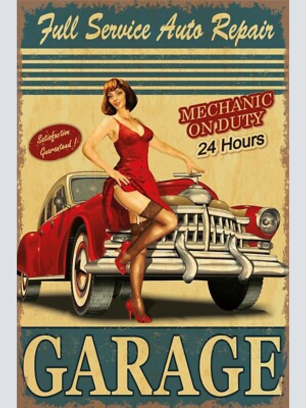 Nostalgie schild service auto repair garage 12x18 / 20x30 / 30x40 blech od. holz