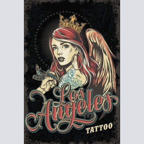 Nostalgie schild los angles tattoo frau 12x18 / 20x30 / 30x40 blech od. holz