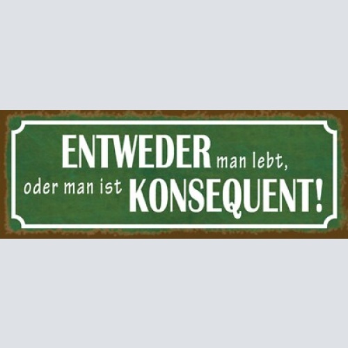 Schild entweder man lebt oder man ist konsequent leben 27x10 blech od.holz