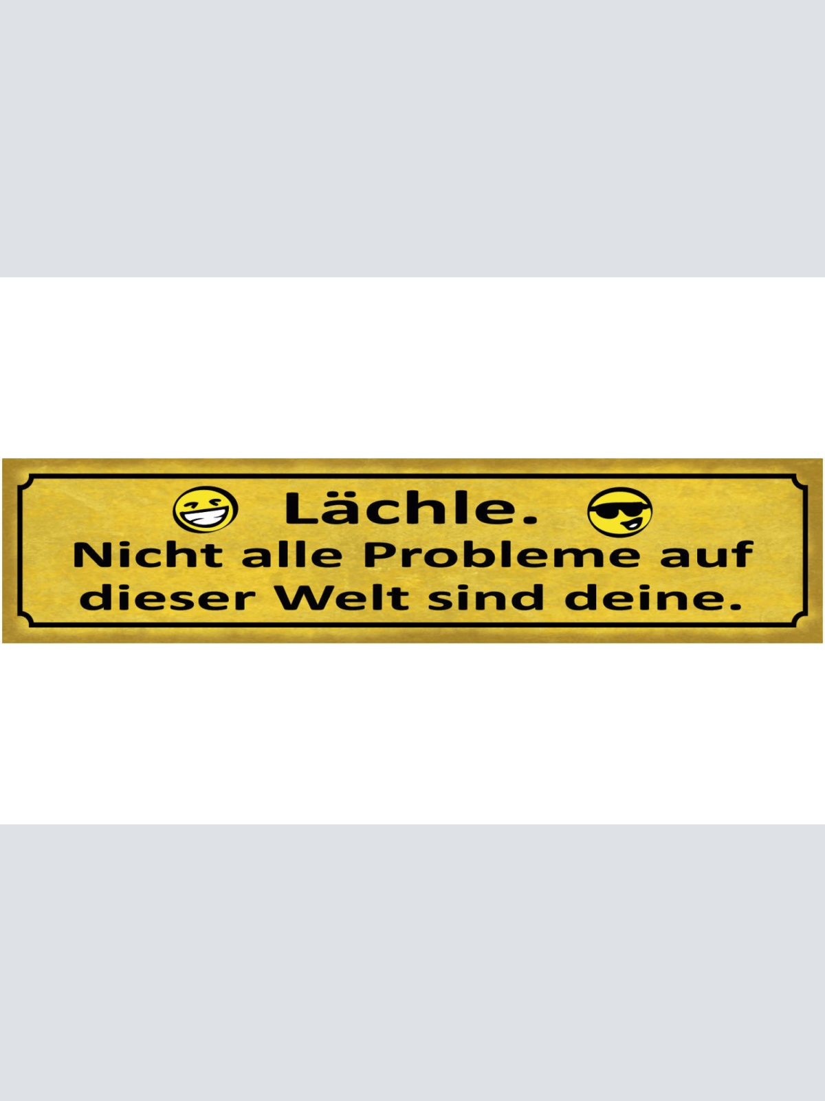 Schild Lächle Nicht Alle Probleme dieser Welt sind Deine 46 x 10 Blech od. Holz