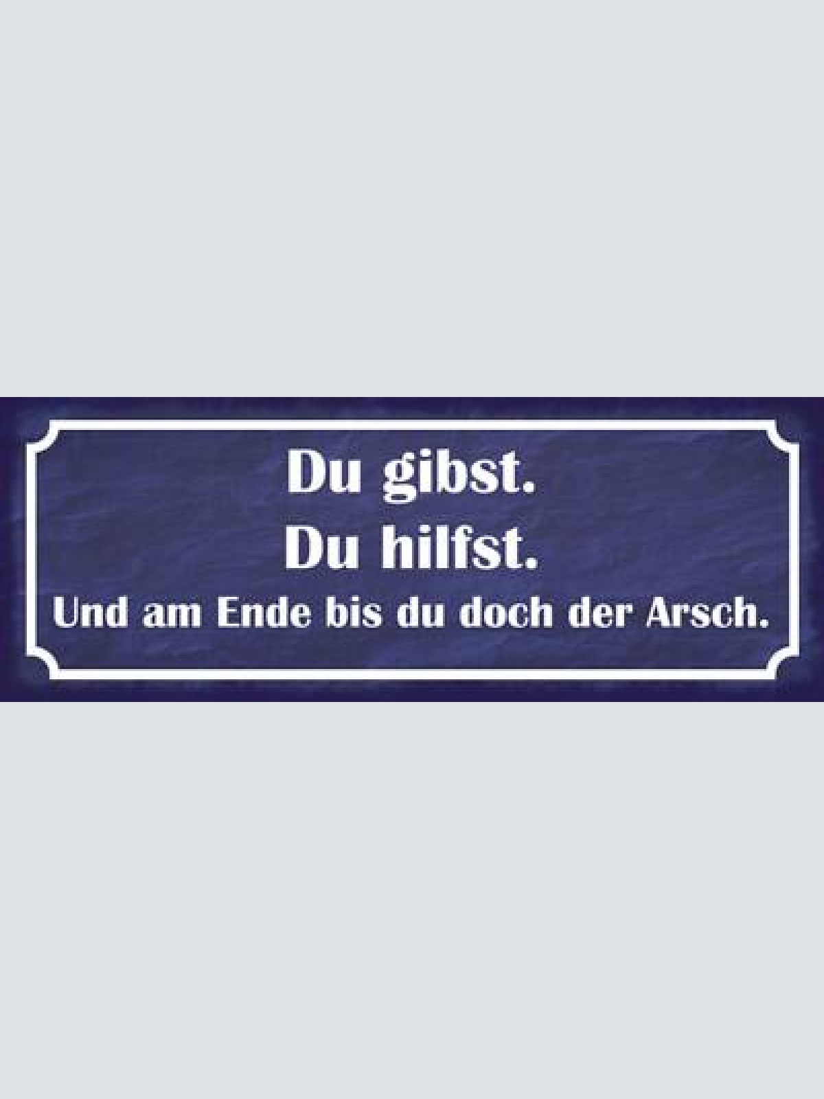 Schild du gibst du hilfst & am ende bist du doch der arsch 27x10 blech od.holz