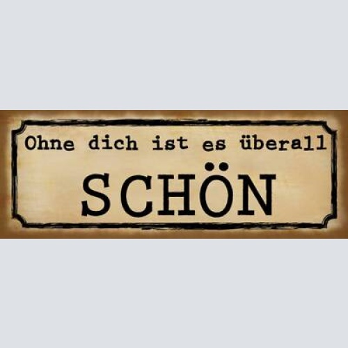 Schild ohne dich ist es überall schön allein 27x10 blech od.holz