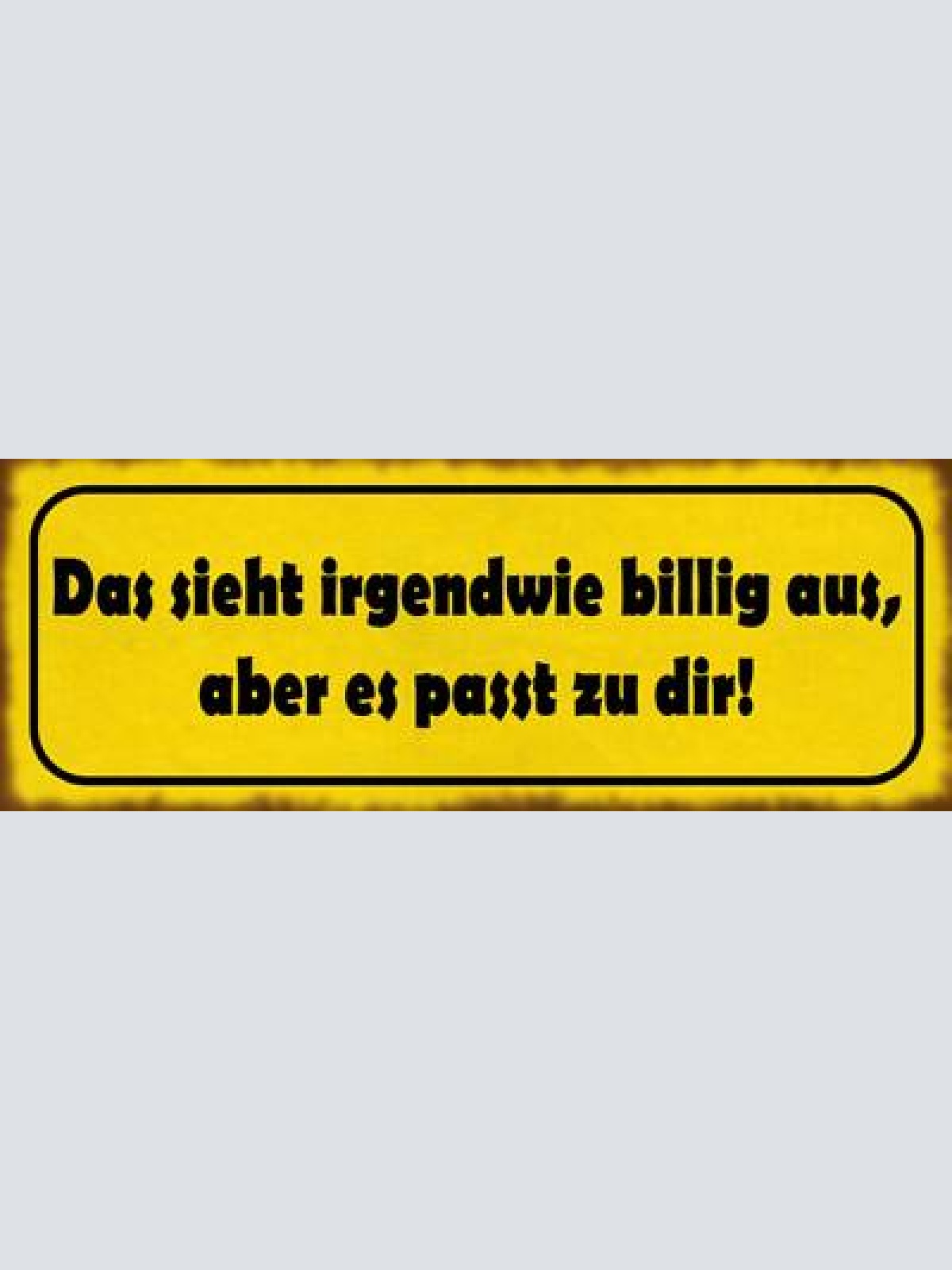 Schild das sieht irgendwie billig aus aber es passt zu dir kleidung 27x10