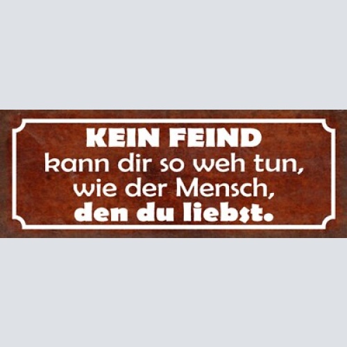 Schild kein feind kann dir so weh tun wie der mensch den du liebst liebe 27x10