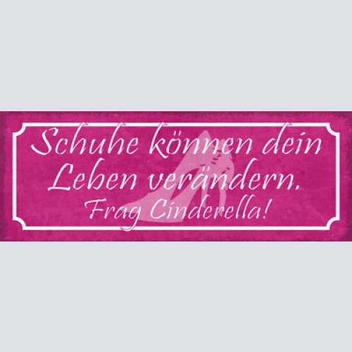 Schild schuhe können dein leben verändern frag cinderella 27x10 blech od.holz