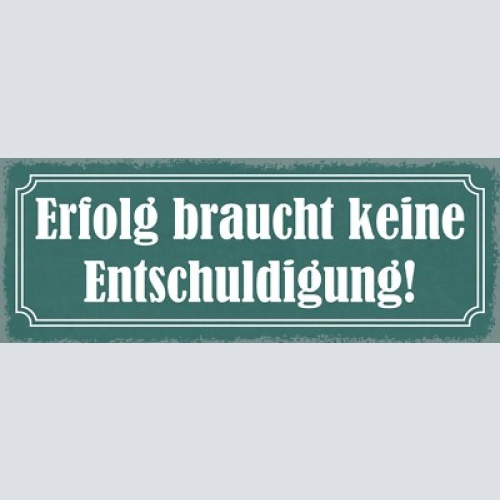 Schild erfolg braucht keine entschuldigung erfolgreich neid 27x10 blech od.holz