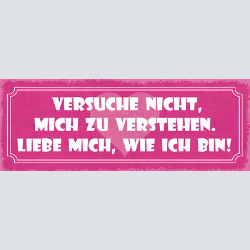 Schild versuche nicht mich zu verstehen liebe mich wie ich bin beziehung 27x10