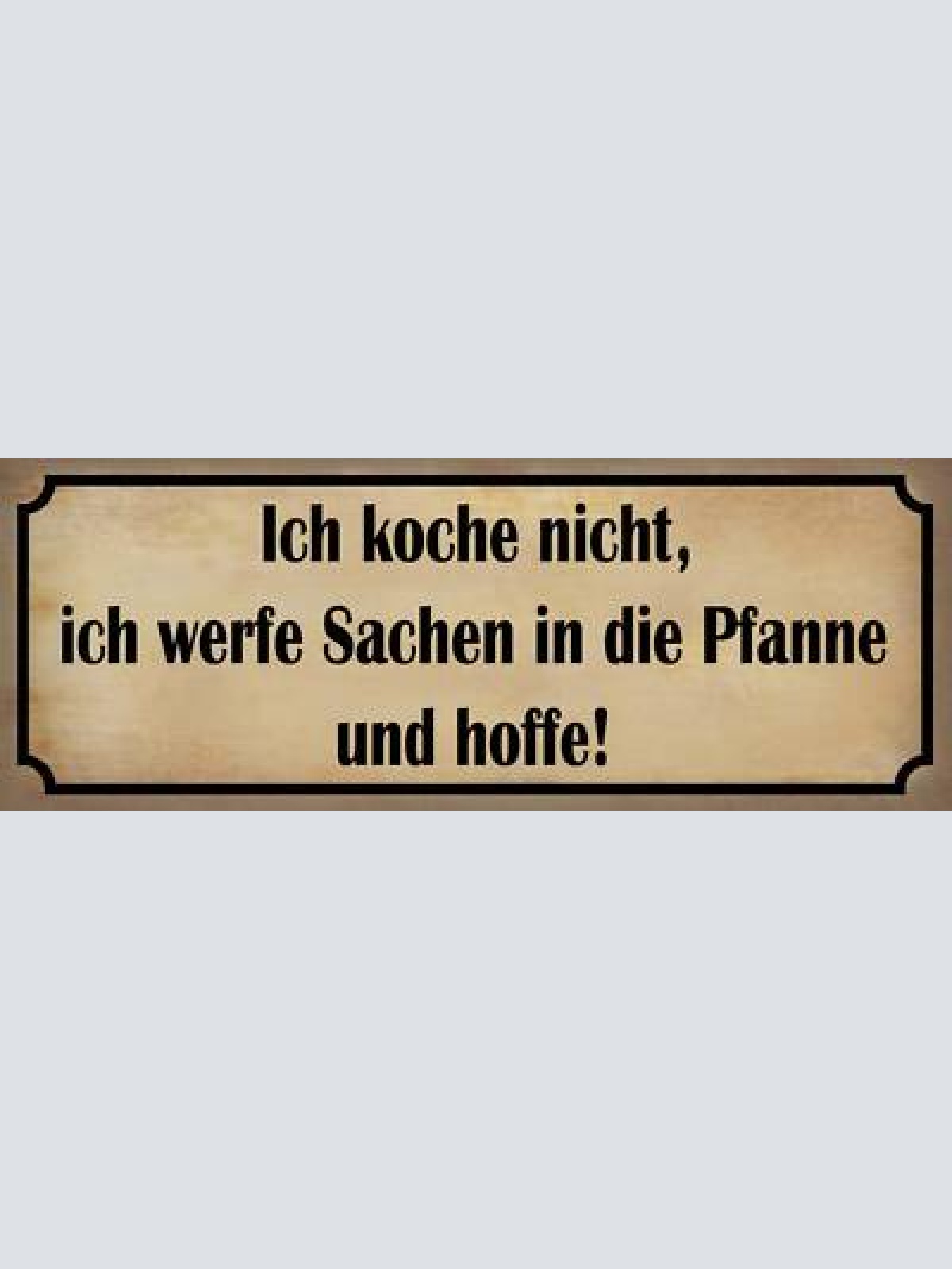 Schild ich koche nicht ich werfe sachen in die pfanne & hoffe küche 27x10