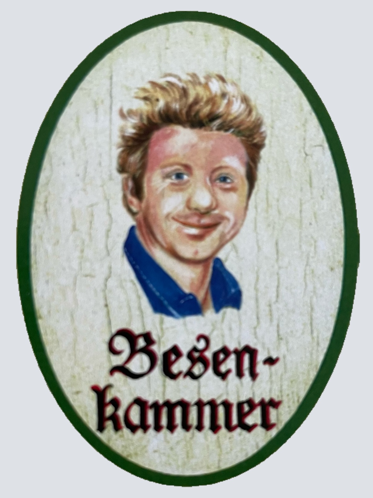 Nostalgie Holzschild Besenkammer Boris Becker Porträt Schild