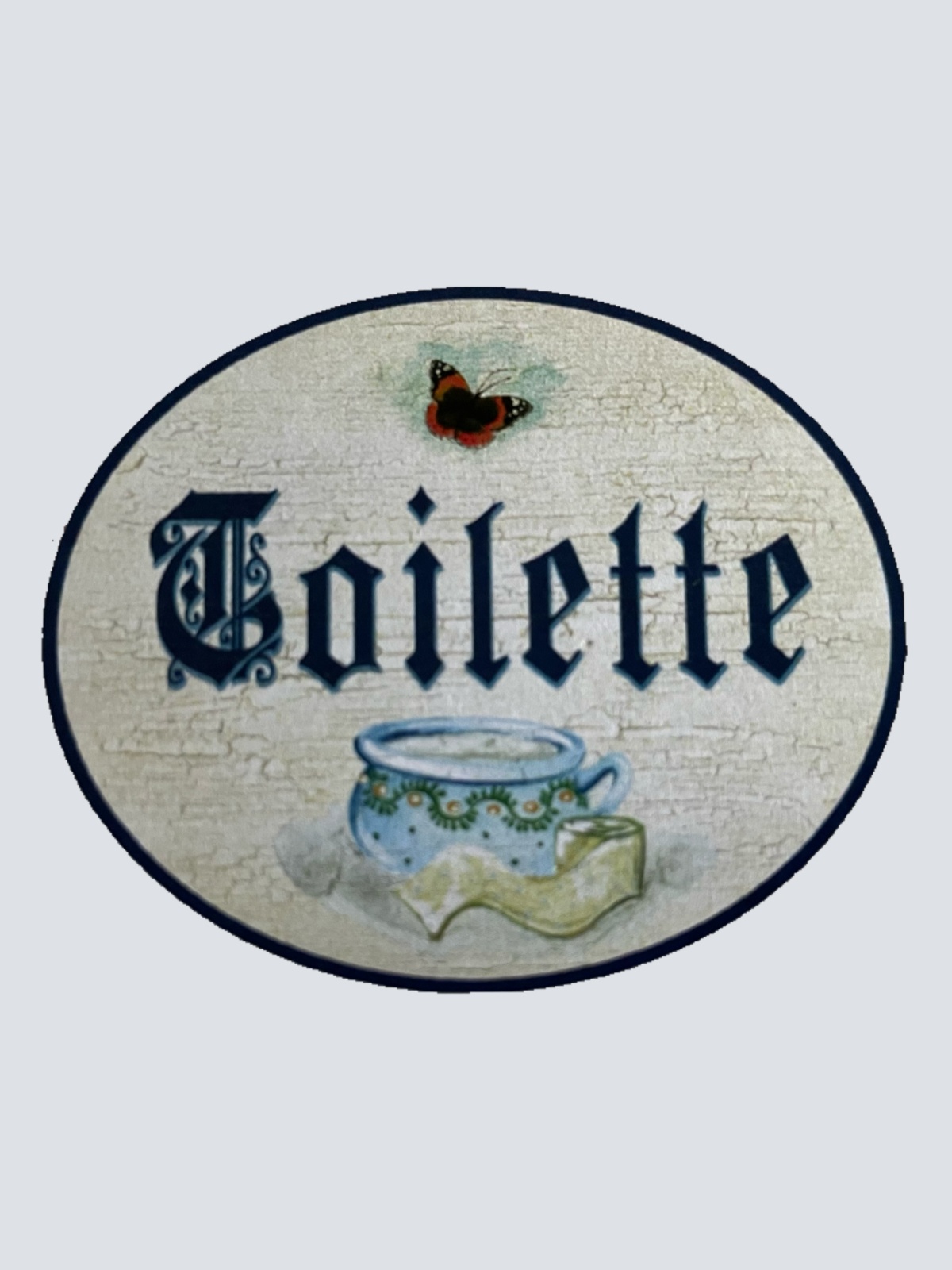 Nostalgie Holzschild Toilette Nachttopf Klopapier Schmetterling WC Klo Schild