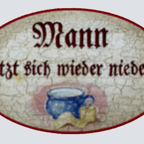 Nostalgie Holzschild Mann Setzt Sich Wieder Nieder WC Toilette Klo Schild