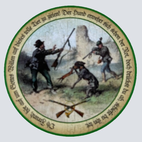 Nostalgie Holzschild Schützenscheibe Oh Freund Hör Auf Jagd Hund Flinte Schild