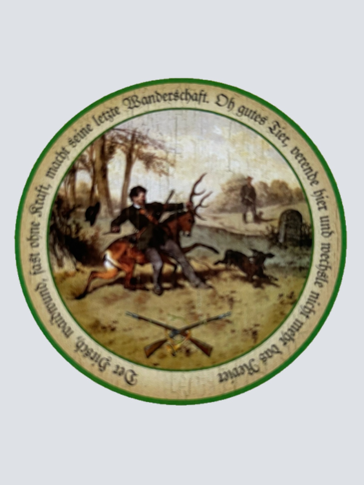 Nostalgie Holzschild Schützenscheibe Der Hirsch Waidwund Jagd Hund Wild Schild