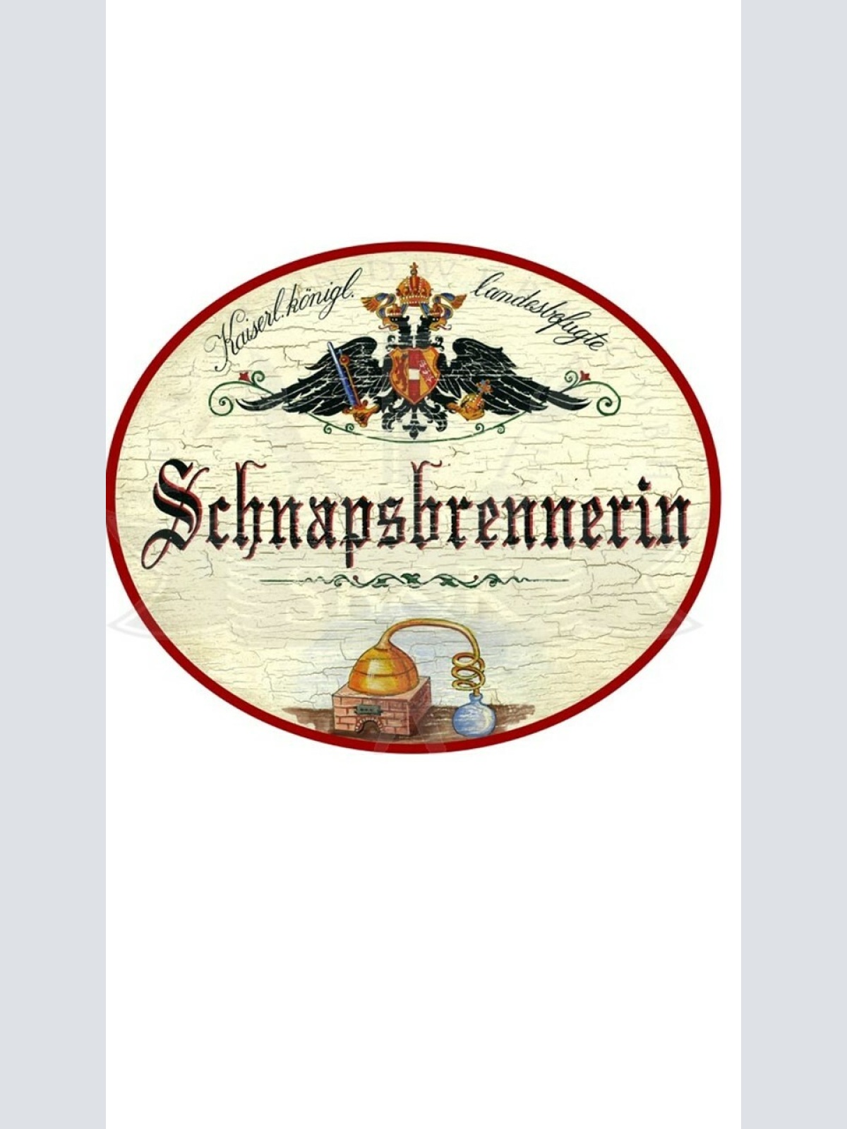 KuK Nostalgie Holzschild "Schnapsbrennerin"