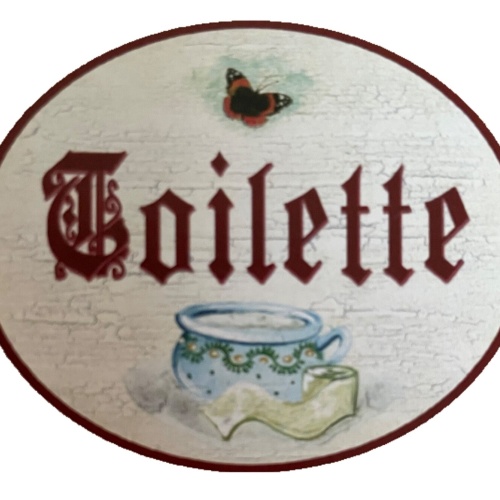 Nostalgie Holzschild Toilette Nachttopf Klopapier Schmetterling WC Klo Schild