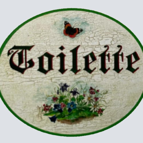 Nostalgie Holzschild Toilette Schnetterling WC Klo Schild