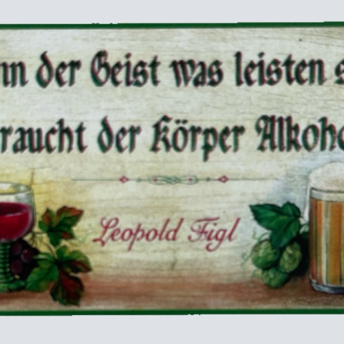 Nostalgie Holz Schild Wenn Der Geist Was Leisten Soll Braucht Körper Alkohol
