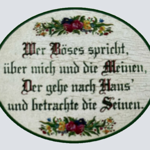 Nostalgie Holzschild Wer Böses Spricht Über Mich & Die Meinen Haus Seinen Schild