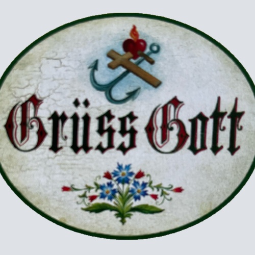 Nostalgie Holzschild Grüss Gott Begrüßung Hallo Willkommen Schild