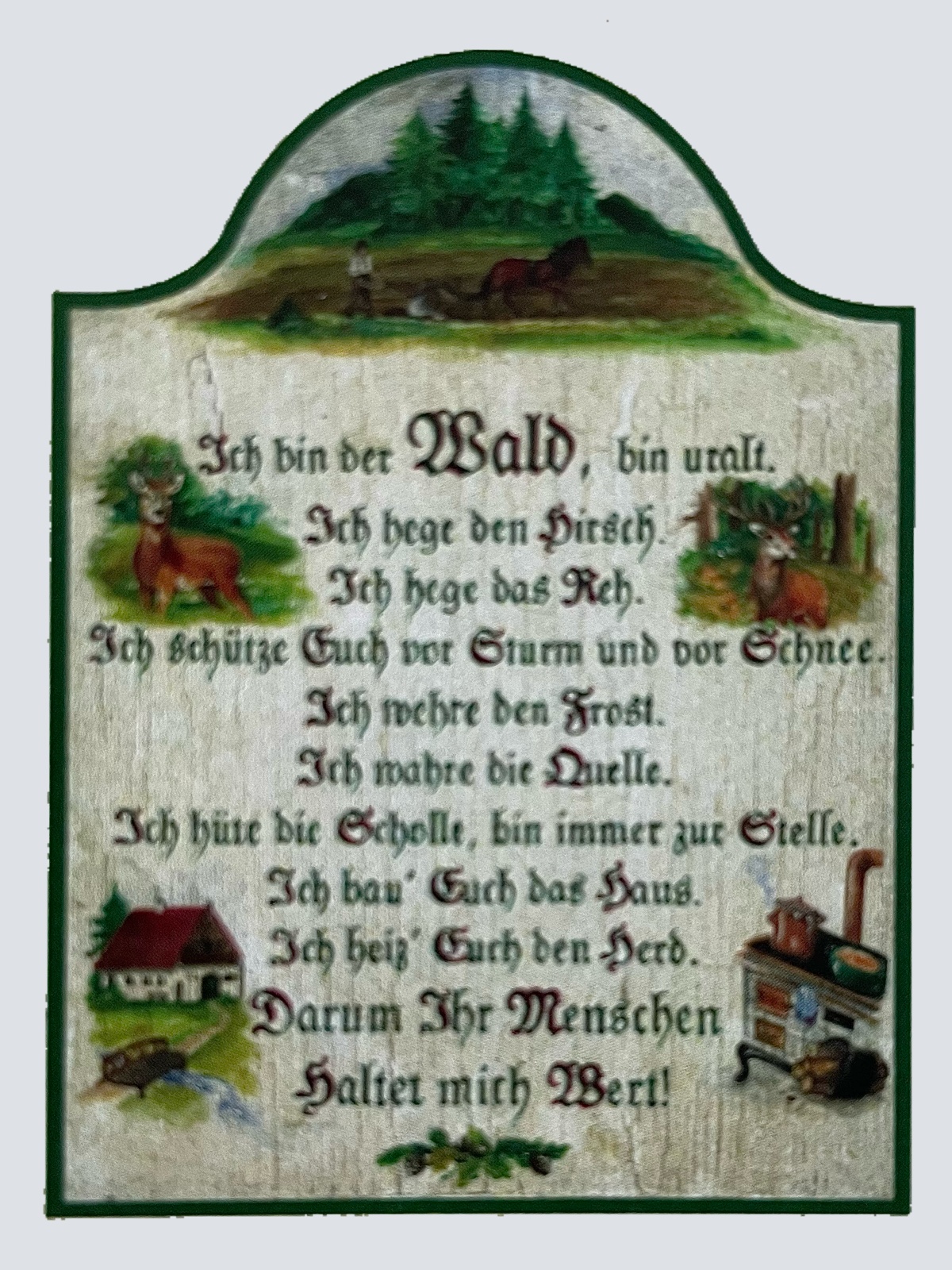 Nostalgie Holzschild Ich Bin Der Wald Bin Uralt Hirsch Reh Gedicht Schild