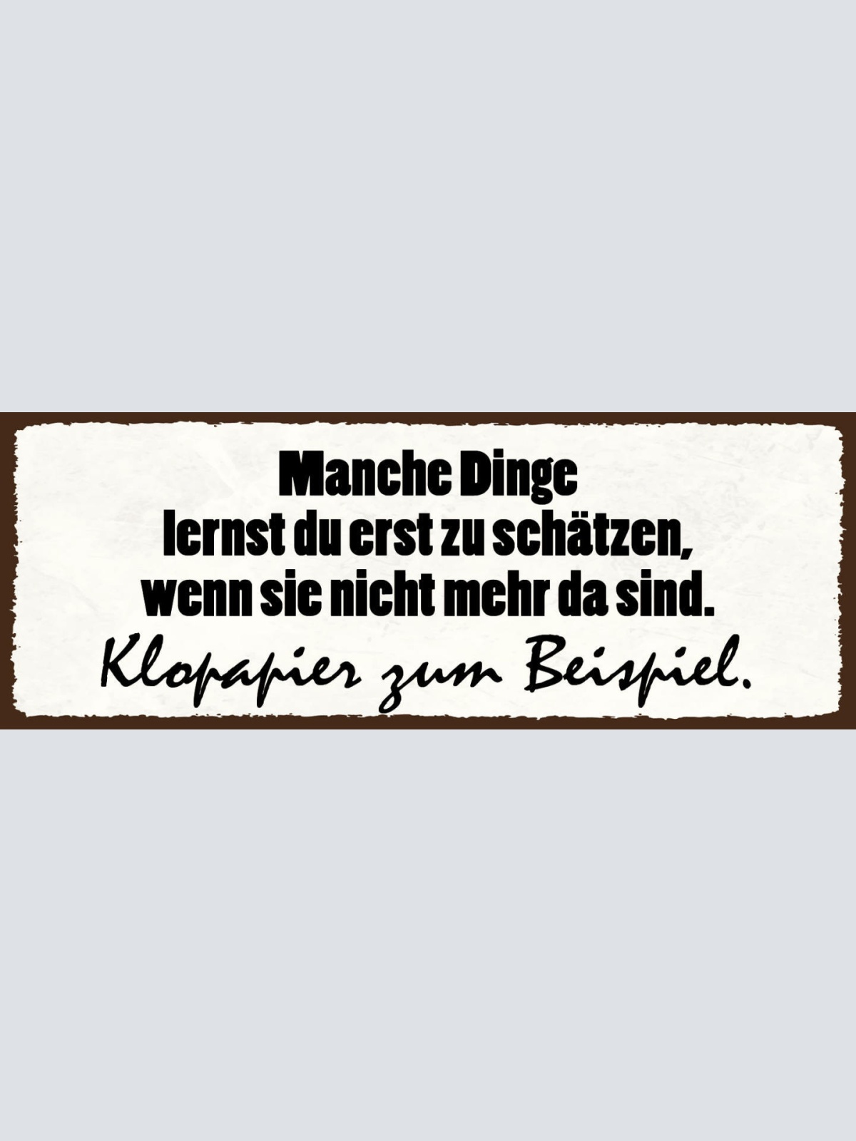 Schild Manche Dinge Lernst Du Erst Zu Schätzen Wenn Nicht Mehr Da Sind Klopapier
