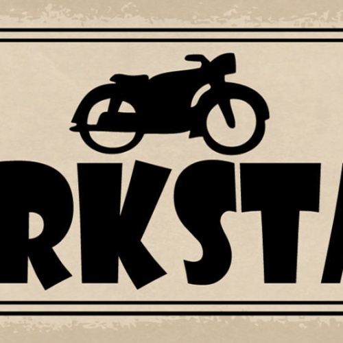 Schild Werkstatt Motorrad Moped Bike Biker Bastler Mechaniker 27x10Blech od.Holz