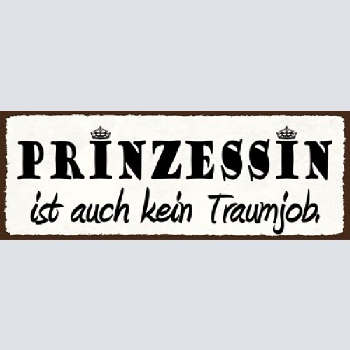 Schild prinzessin ist auch kein traumjob arbeit frau mädchen 27x10 blech od.holz