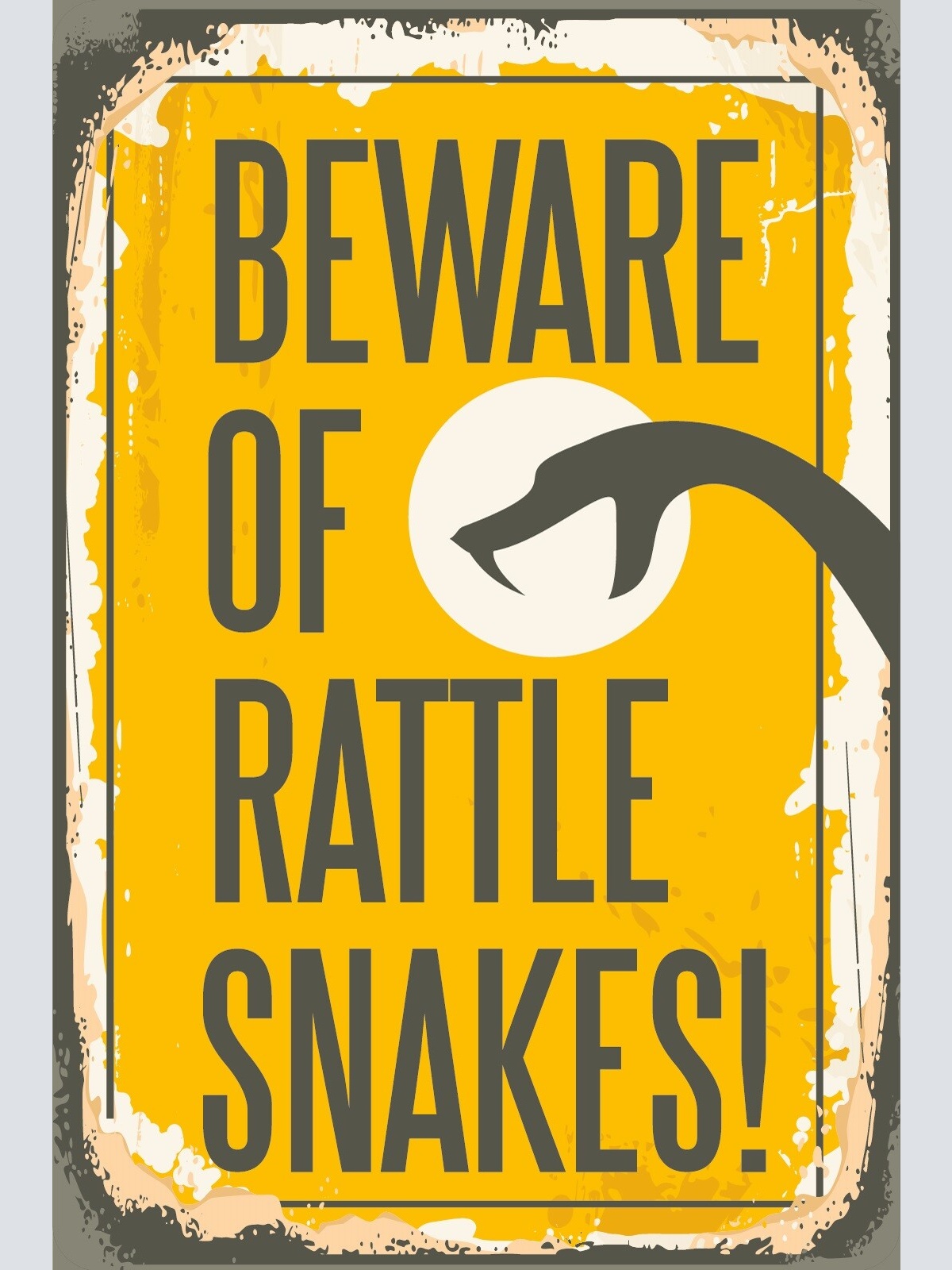 Nostalgie Schild Beware Rattlesnake Schlange 12x18 / 20x30 / 30x40 Blech od.Holz