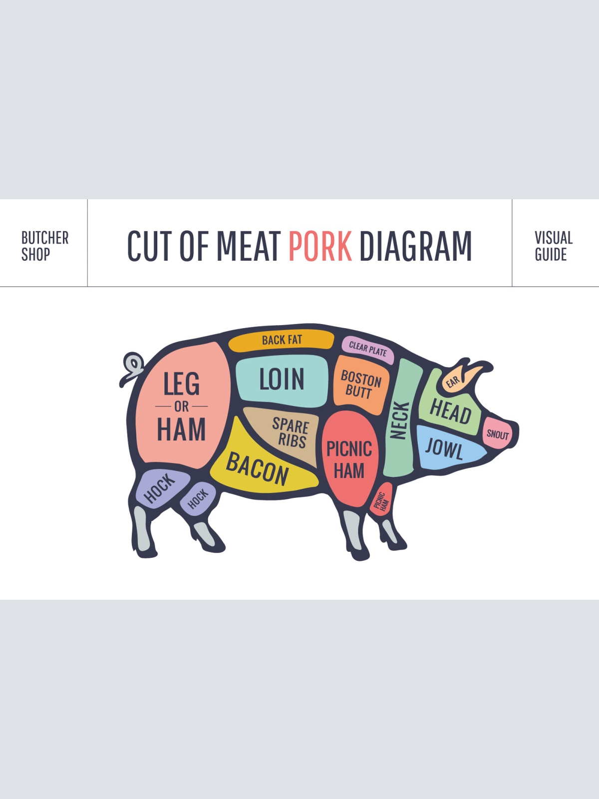 Nostalgie Schild Cuts of Pork Schwein Diagr. 12x18 / 20x30 / 30x40 Blech od.Holz