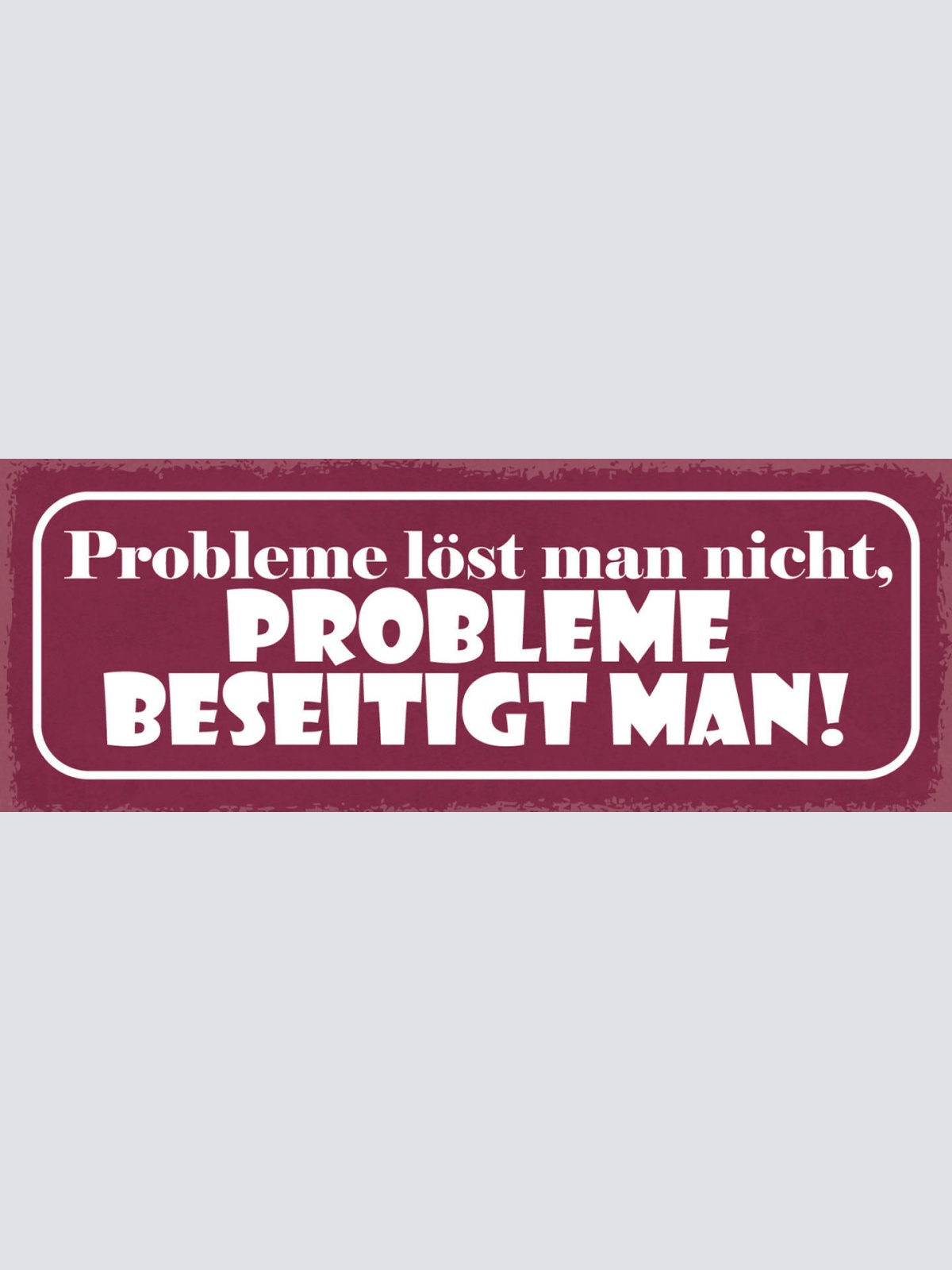 Schild Probleme Löst Man Nicht Probleme Beseitigt Man 27x10 Blech od.Holz