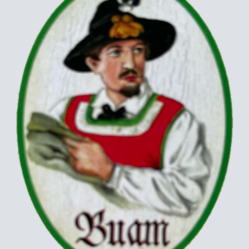 Nostalgie Holzschild Zillertal Buam WC Toilette Klo Buben Herren Schild