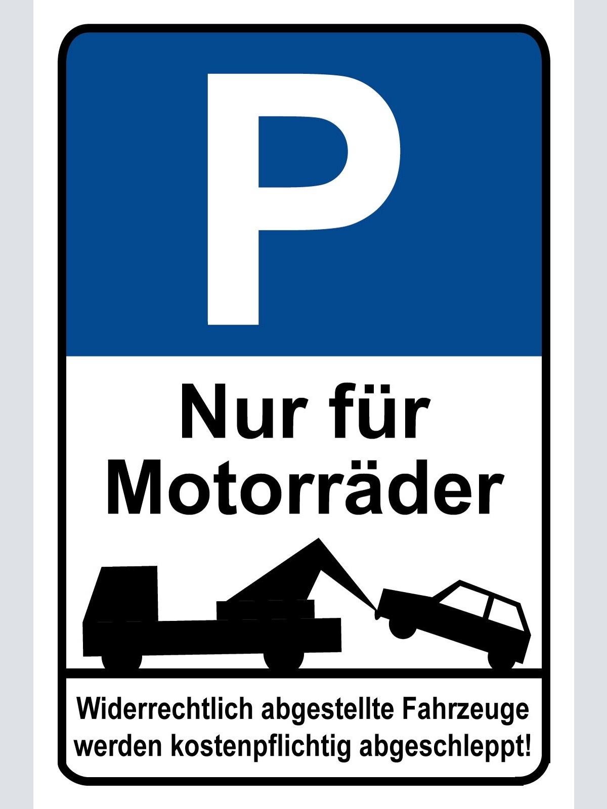 Schild Parkplatz Parken Nur für Motorräder 12x18 / 20x30 / 30x40 Blech od. Holz
