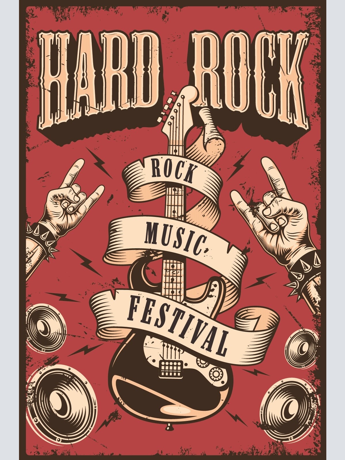 Nostalgie Schild Hard Rock Music Festival 12x18 / 20x30 / 30x40 Blech od. Holz