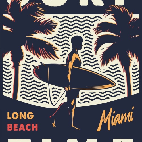 Nostalgie Schild Surf Time Miami Surfen 12x18 / 20x30 / 30x40 Blech od. Holz