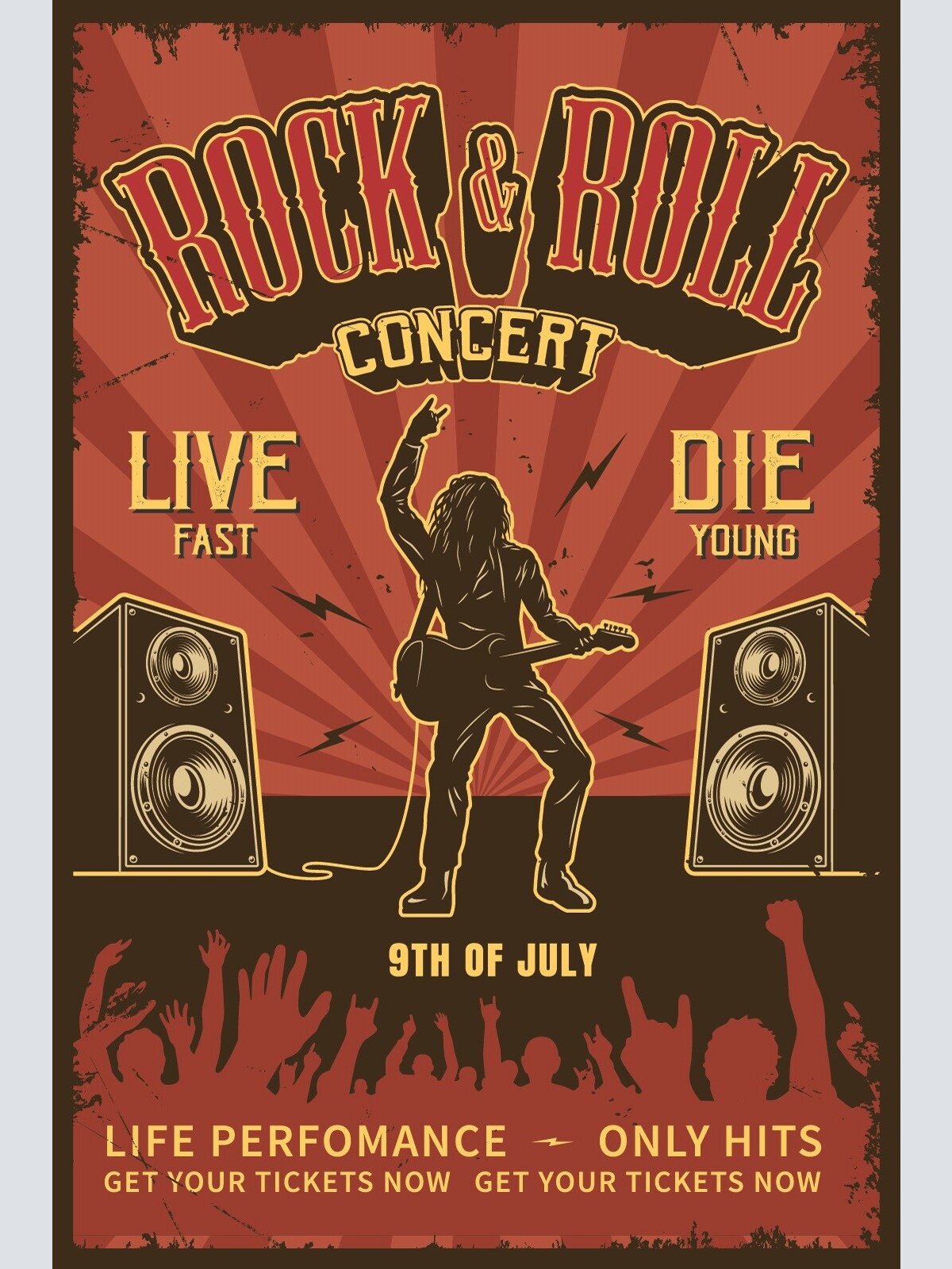 Nostalgie Schild Rock & Roll Concert Musik 12x18 / 20x30 / 30x40 Blech od. Holz