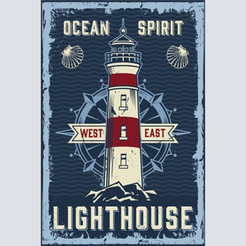 Nostalgie schild ocean lighthouse leuchtturm 12x18 / 20x30 / 30x40 blech od.holz