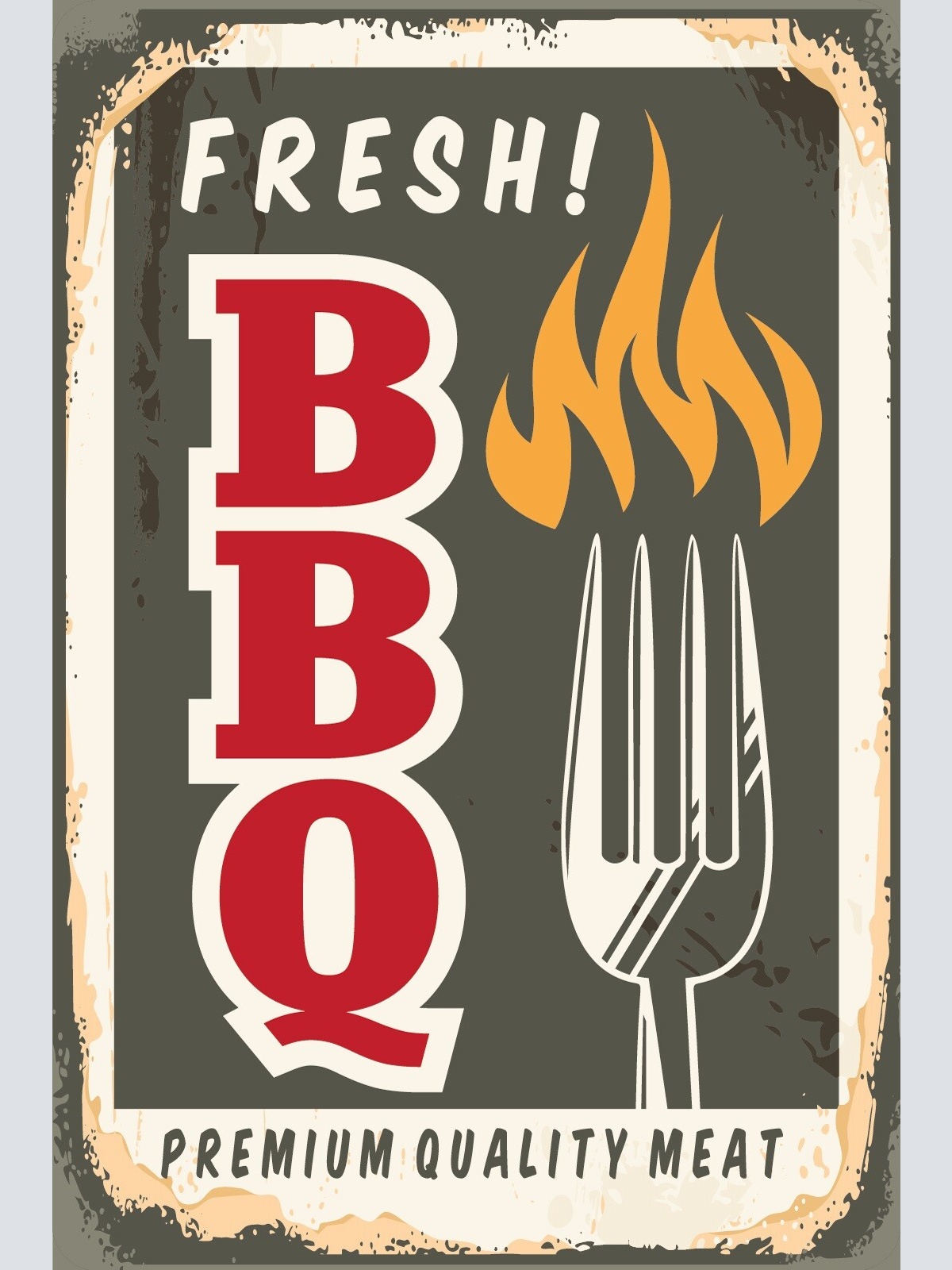 Nostalgie Schild Fresh BBQ Qual.Meat Grillen 12x18 / 20x30 / 30x40 Blech od.Holz
