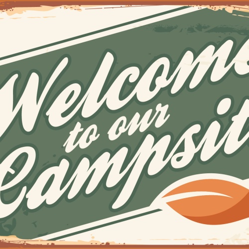 Nostalgie Schild Welcome to Campsite Campen 12x18 / 20x30 / 30x40 Blech od. Holz