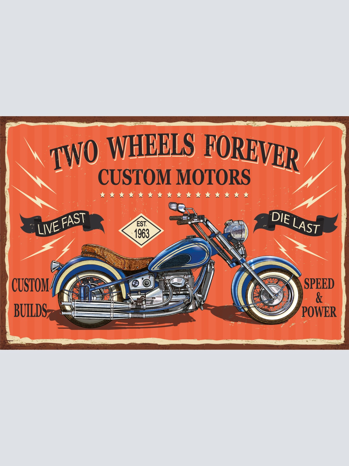 Nostalgie Schild Two Wheels Forever Motorrad 12x18 / 20x30 / 30x40 Blech od.Holz