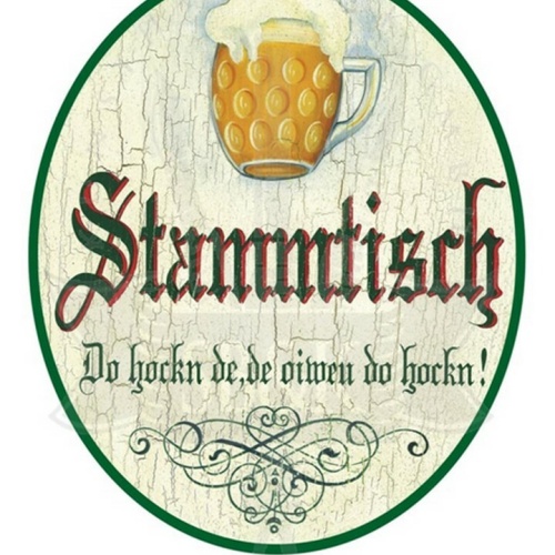 KuK Nostalgie Holzschild "Stammtisch- Bier und Ornament"