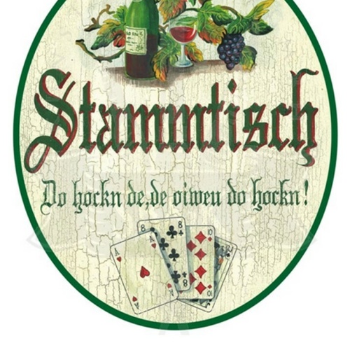 KuK Nostalgie Holzschild "Stammtisch- Wein und Karten"